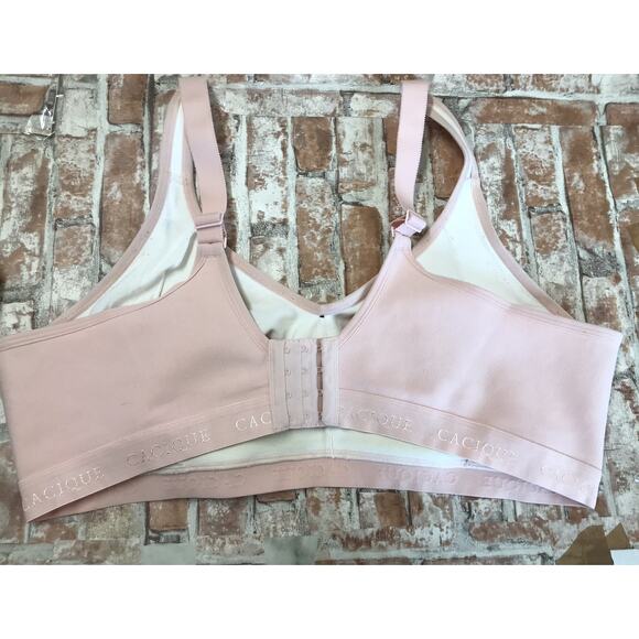 COQUETTE CACIQUE LANE BRYANT LIGHTLY LINED NO WIRE LACE BRA 46DD BABY PINK LACE - Picture 6 of 9